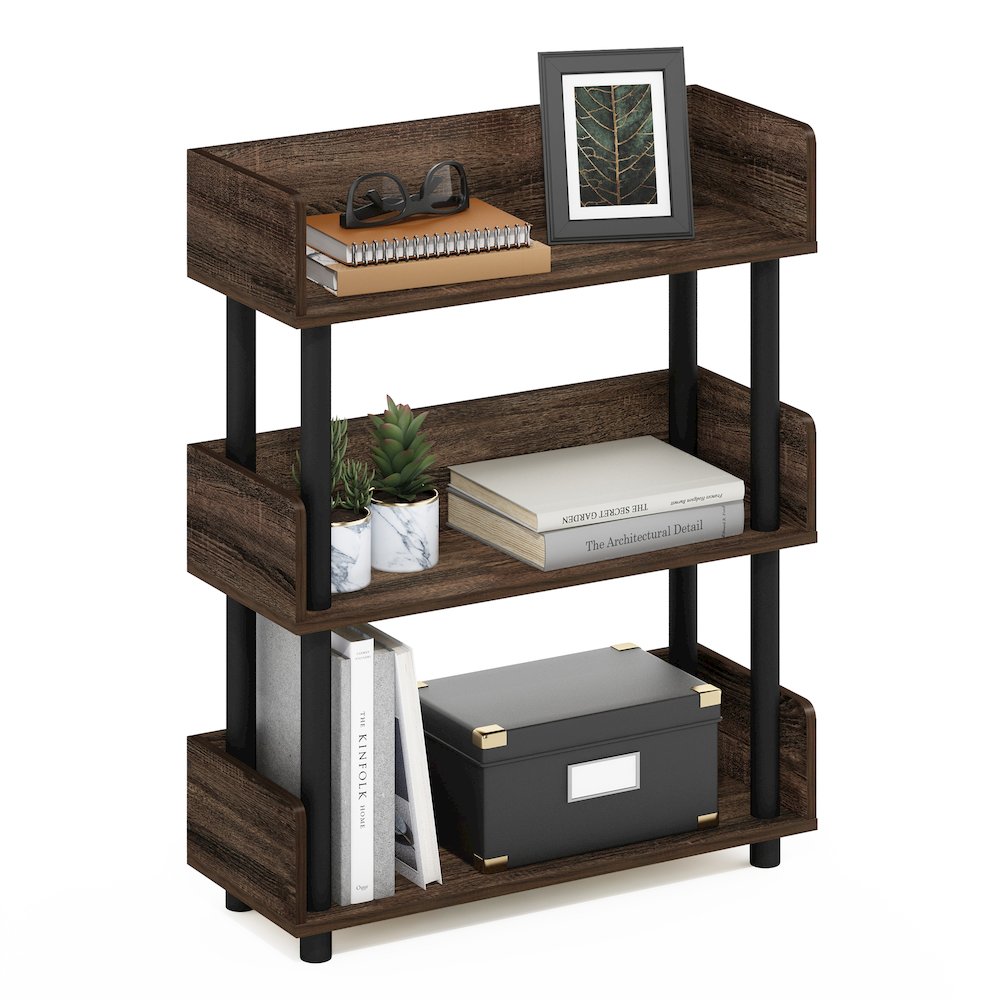 TURN-N-TUBE 3-Tier Bookshelf, Rounded Corners, 9.2x23.6x29.6, Walnut. Picture 6