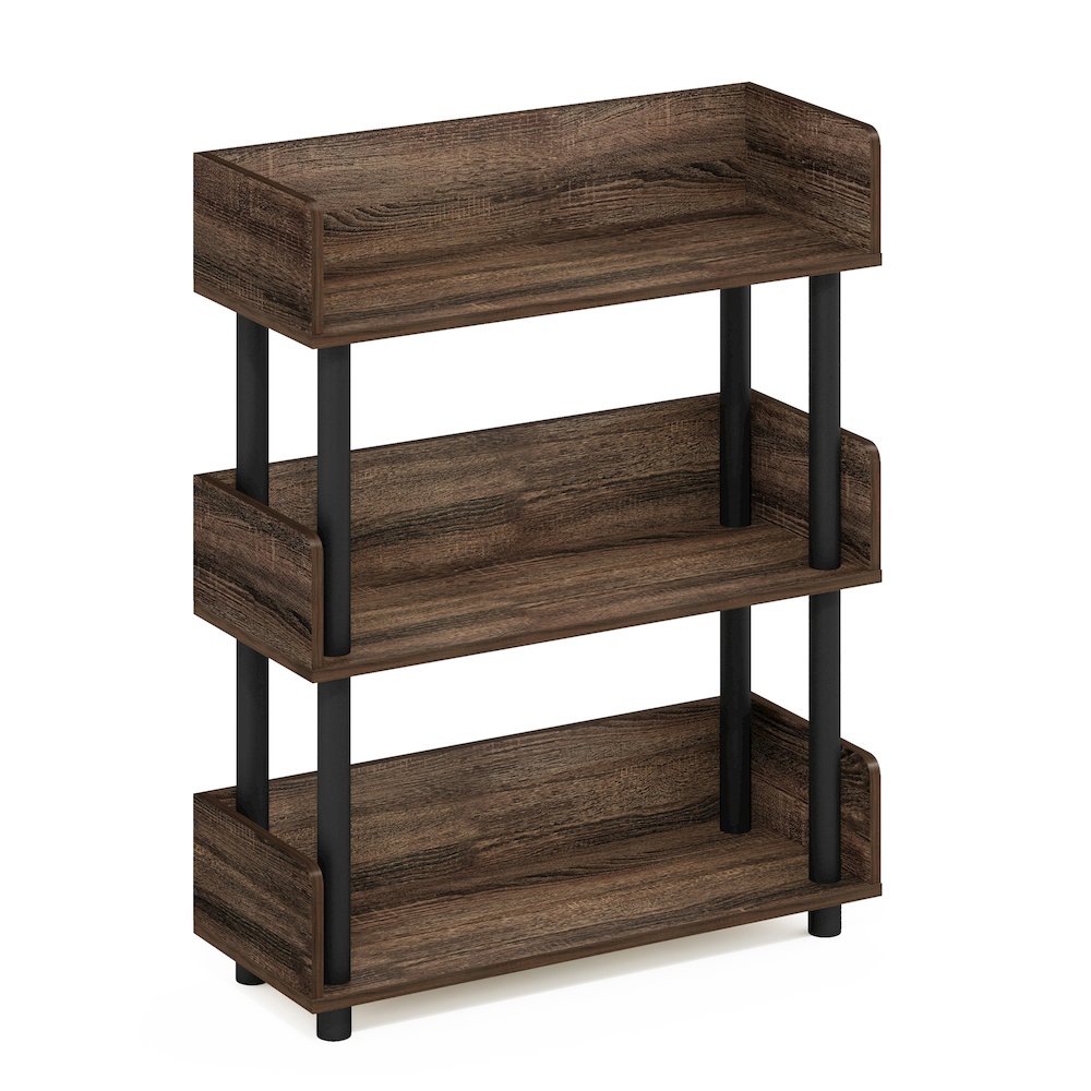 TURN-N-TUBE 3-Tier Bookshelf, Rounded Corners, 9.2x23.6x29.6, Walnut. Picture 1