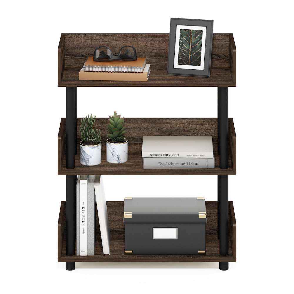 TURN-N-TUBE 3-Tier Bookshelf, Rounded Corners, 9.2x23.6x29.6, Walnut. Picture 7