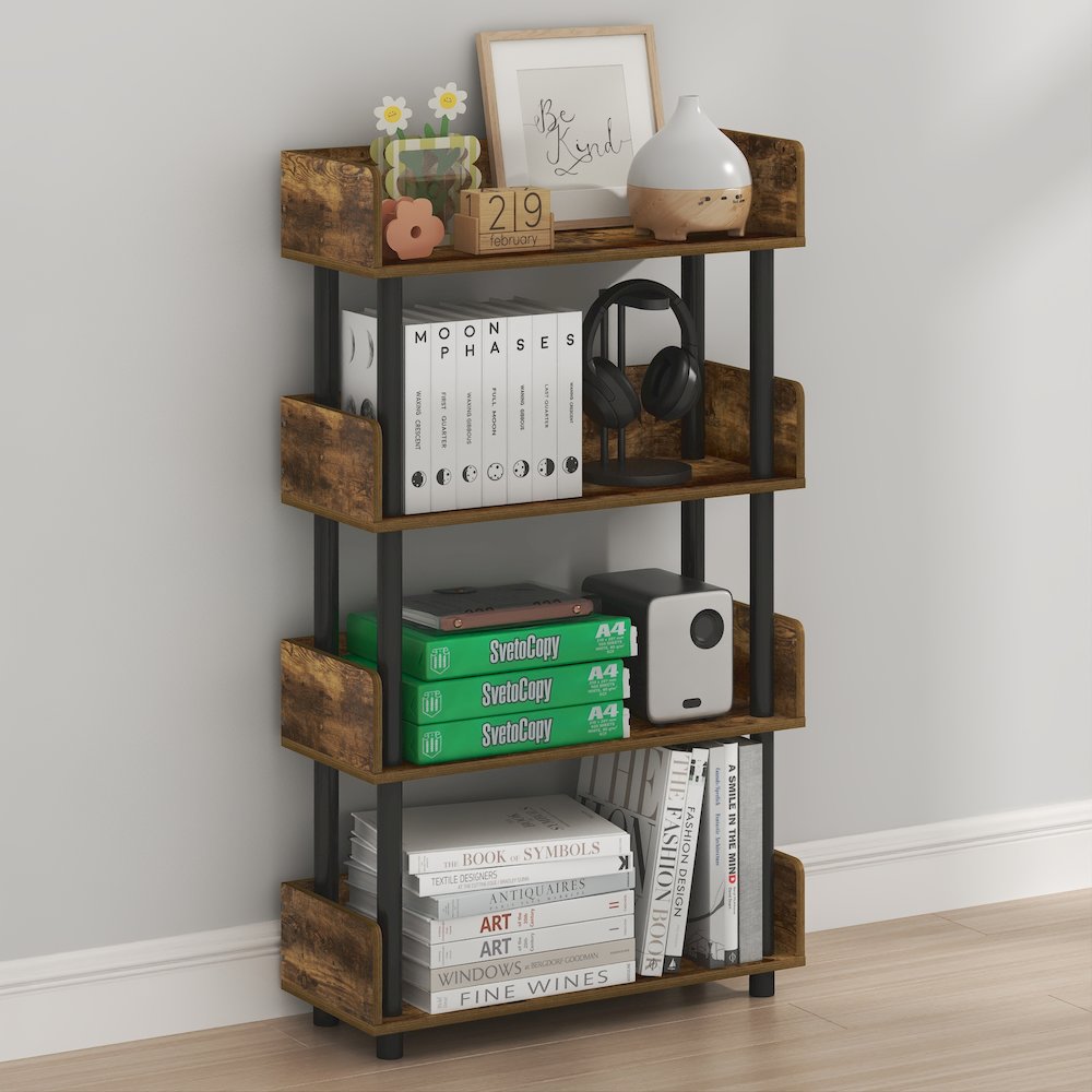 TURN-N-TUBE 4-Tier Bookshelf, Rounded Corners, 9.2x23.6x41.1, Amber Pine. Picture 4