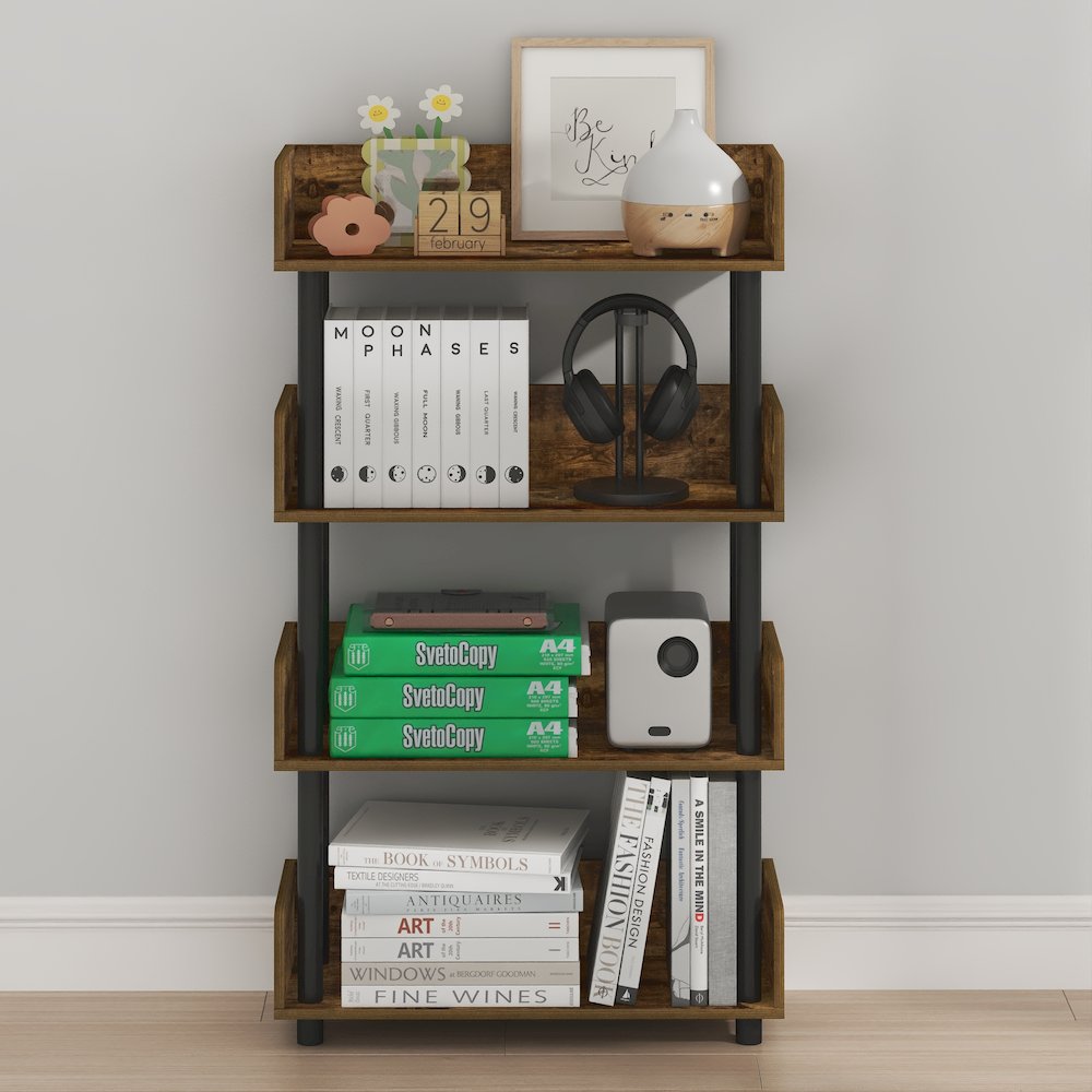 TURN-N-TUBE 4-Tier Bookshelf, Rounded Corners, 9.2x23.6x41.1, Amber Pine. Picture 5