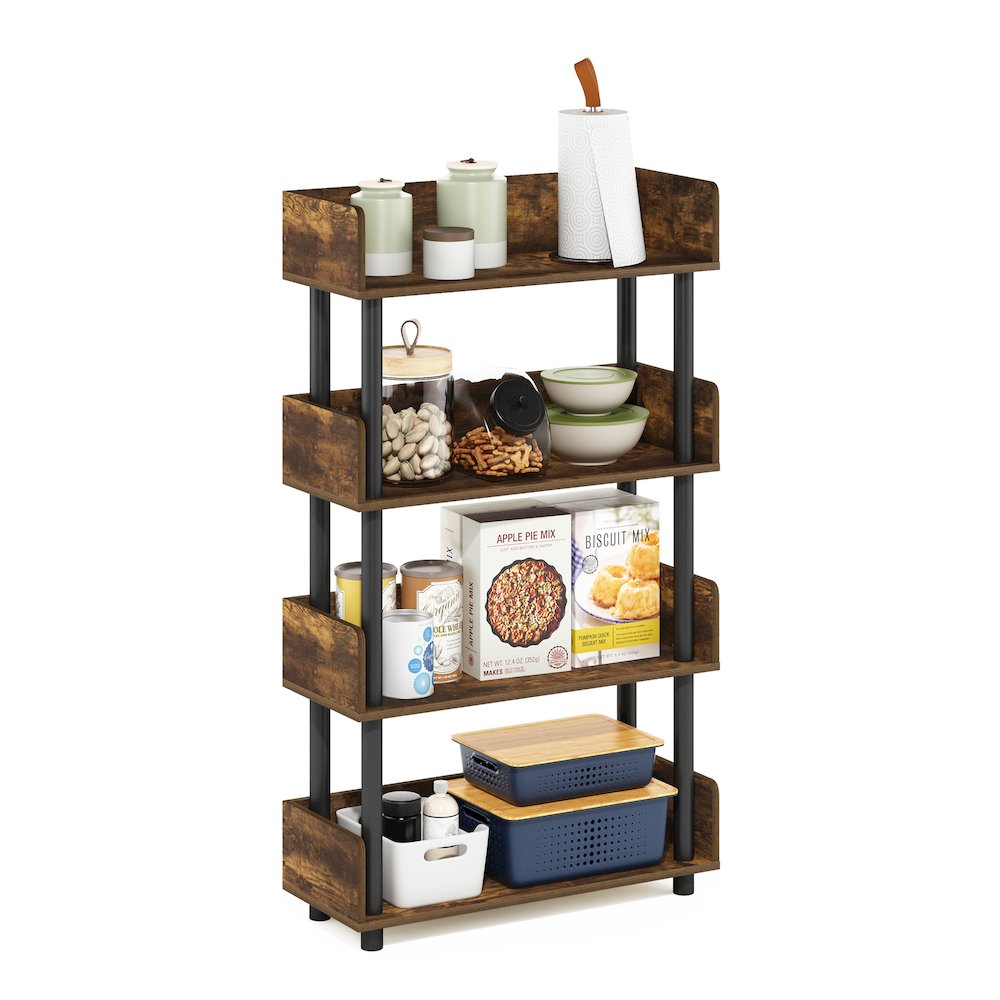 TURN-N-TUBE 4-Tier Bookshelf, Rounded Corners, 9.2x23.6x41.1, Amber Pine. Picture 6