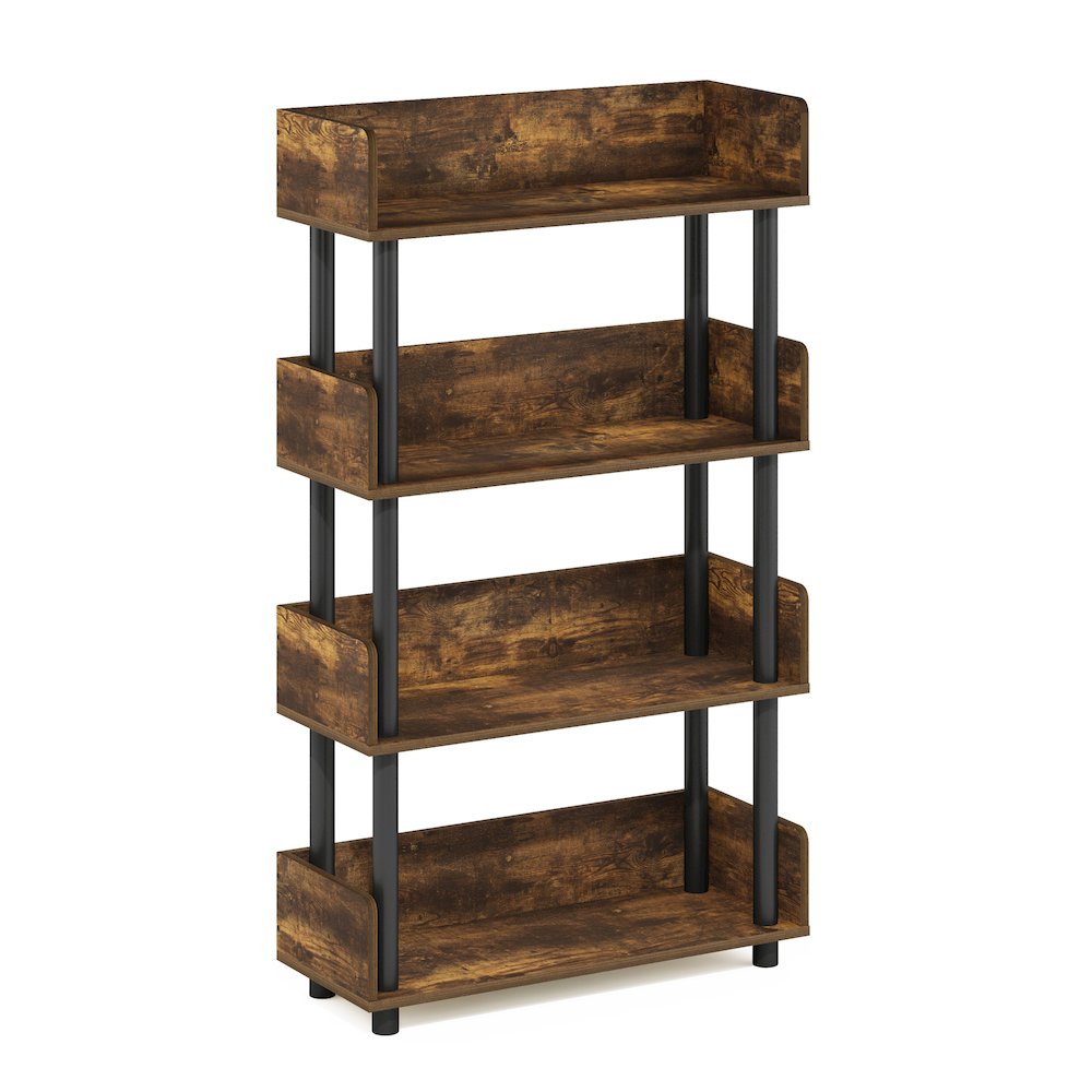 TURN-N-TUBE 4-Tier Bookshelf, Rounded Corners, 9.2x23.6x41.1, Amber Pine. Picture 1