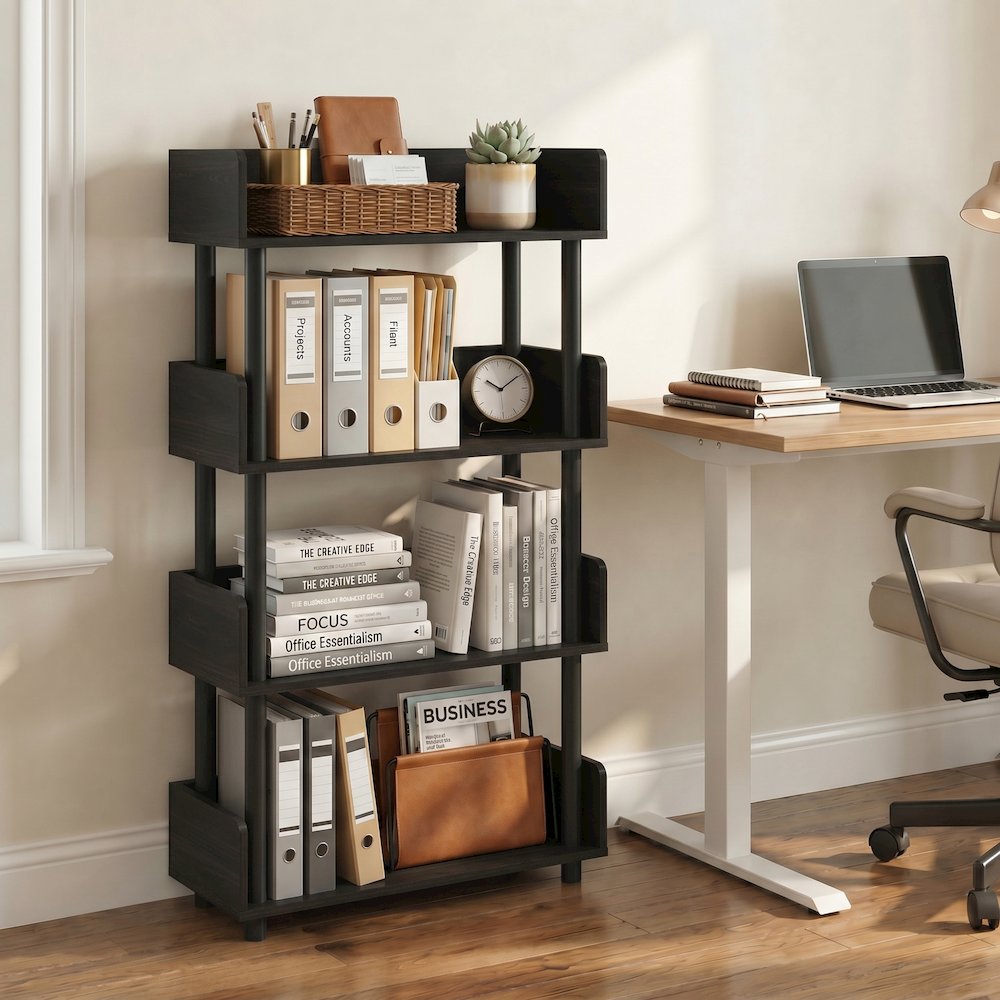 TURN-N-TUBE 4-Tier Bookshelf, Rounded Corners, 9.2x23.6x41.1, Espresso. Picture 3