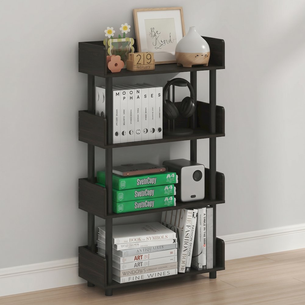 TURN-N-TUBE 4-Tier Bookshelf, Rounded Corners, 9.2x23.6x41.1, Espresso. Picture 4