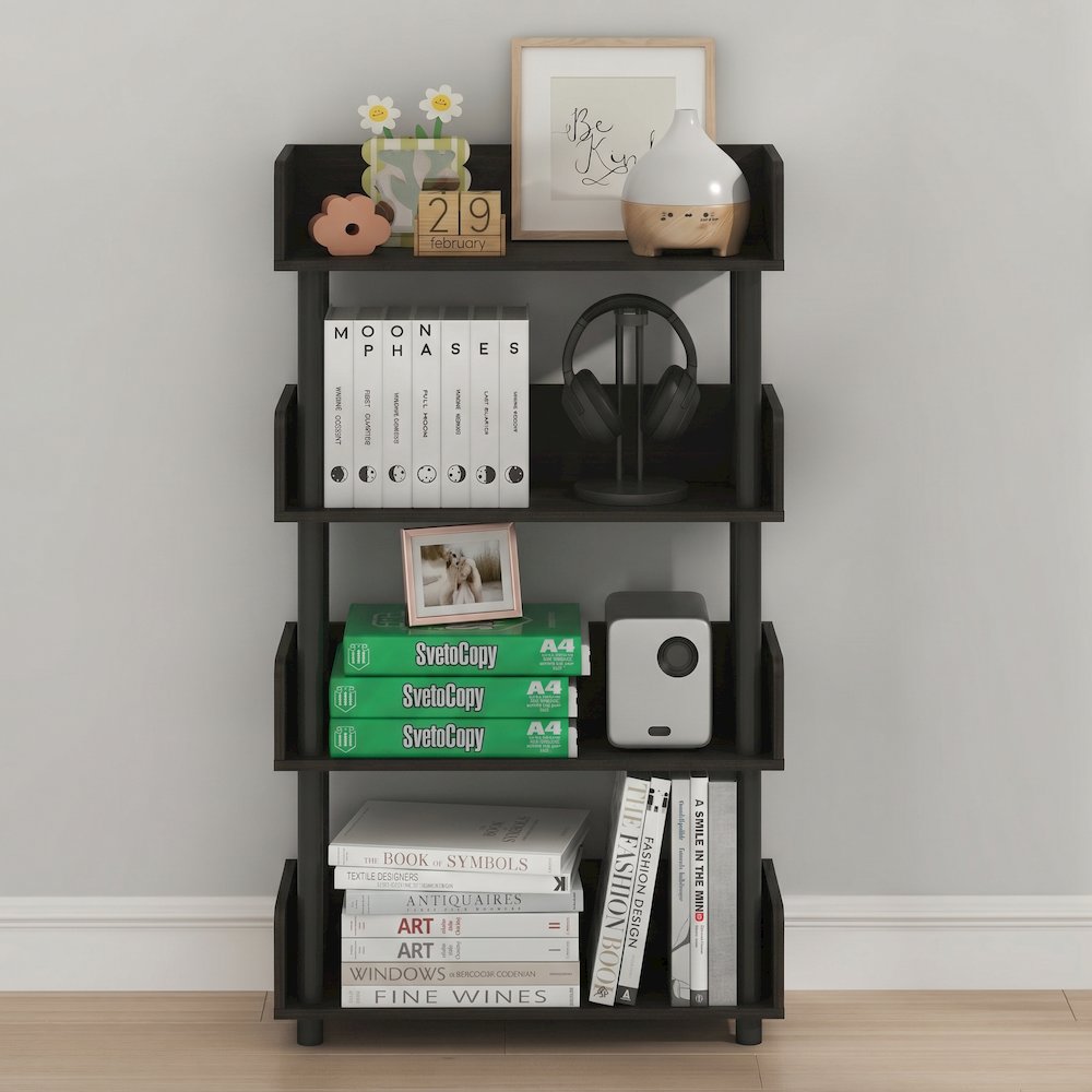TURN-N-TUBE 4-Tier Bookshelf, Rounded Corners, 9.2x23.6x41.1, Espresso. Picture 5