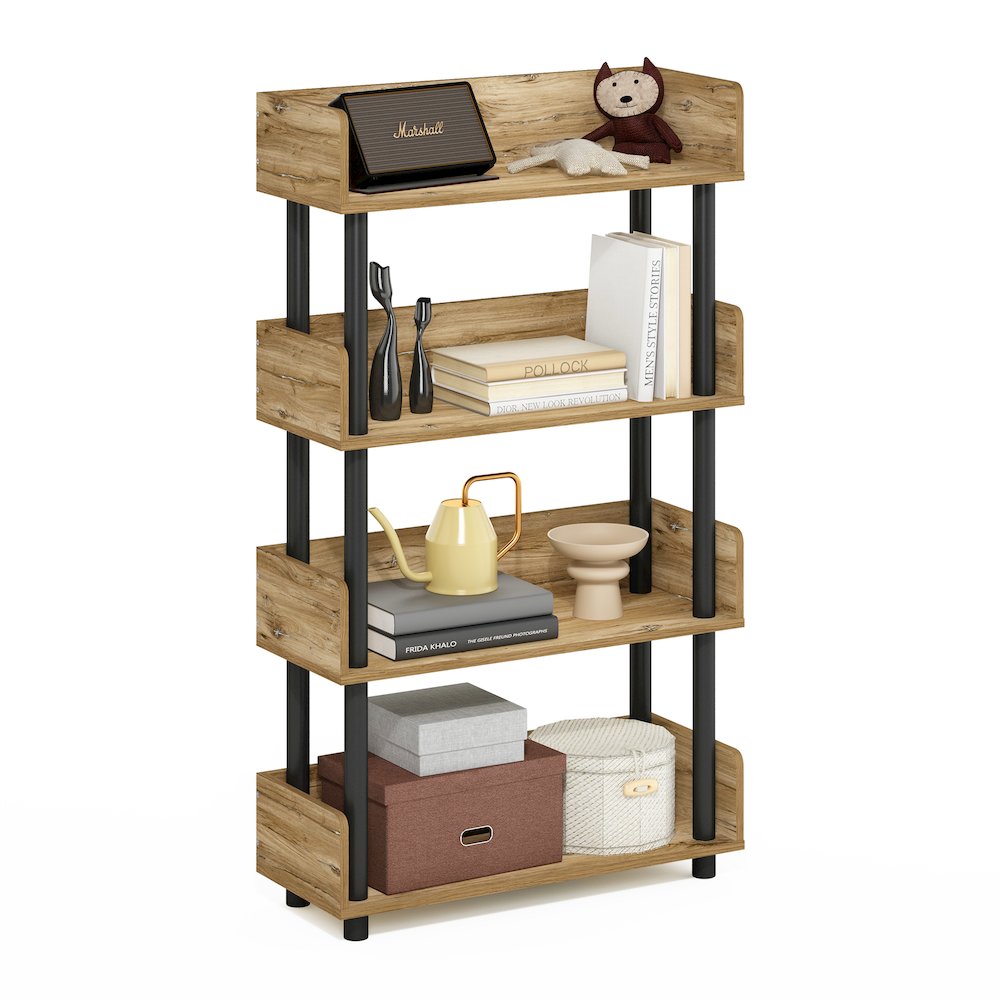 TURN-N-TUBE 4-Tier Bookshelf, Rounded Corners, 9.2x23.6x41.1, Flagstaff Oak. Picture 6