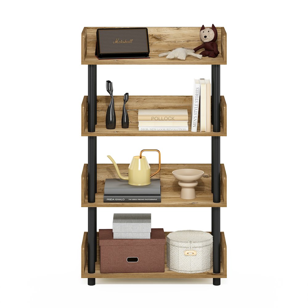 TURN-N-TUBE 4-Tier Bookshelf, Rounded Corners, 9.2x23.6x41.1, Flagstaff Oak. Picture 7