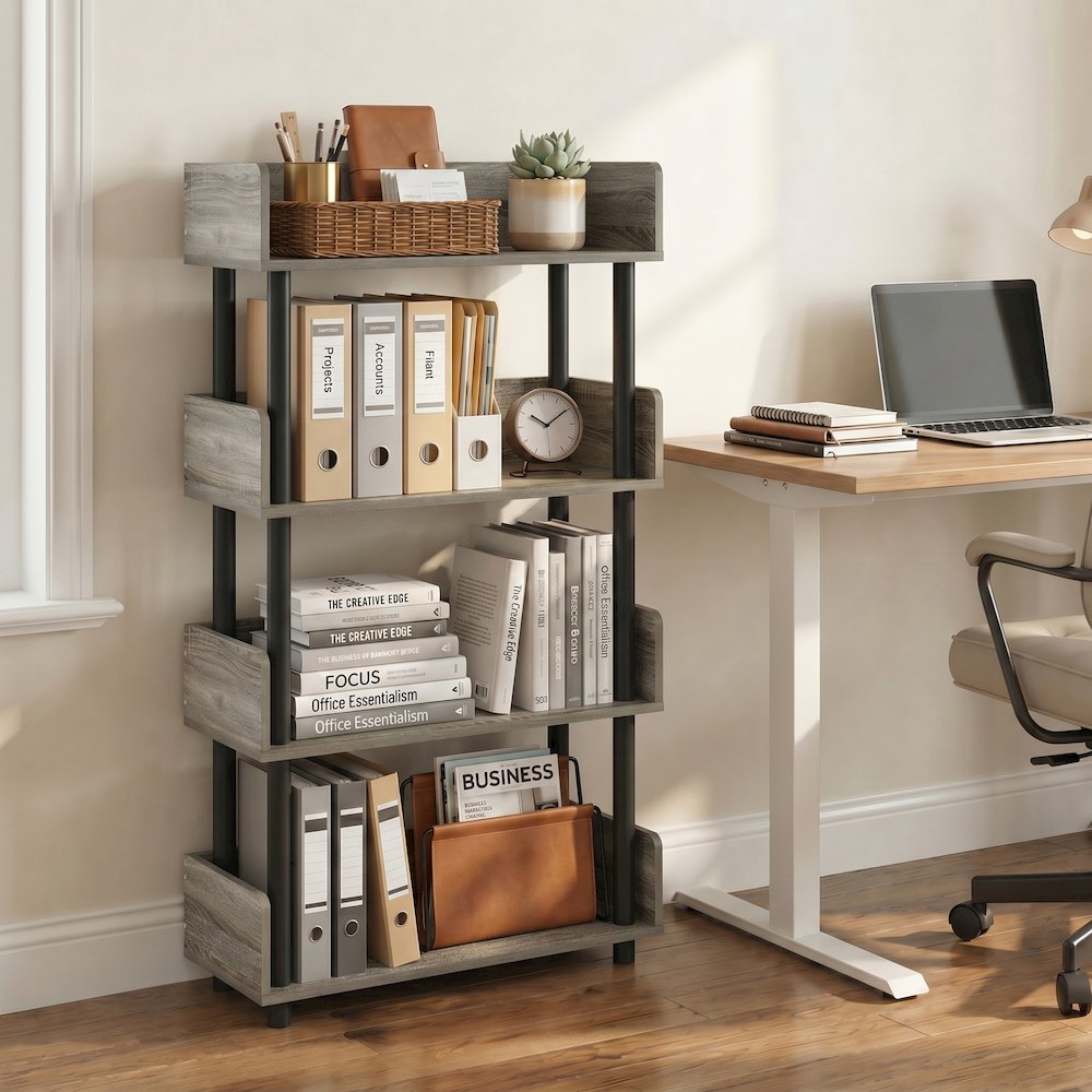 TURN-N-TUBE 4-Tier Bookshelf, Rounded Corners, 9.2x23.6x41.1, French Oak. Picture 3