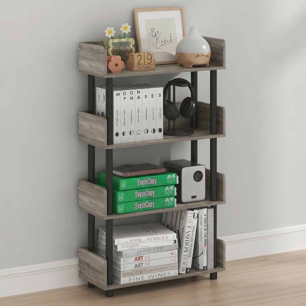 TURN-N-TUBE 4-Tier Bookshelf, Rounded Corners, 9.2x23.6x41.1, French Oak. Picture 4