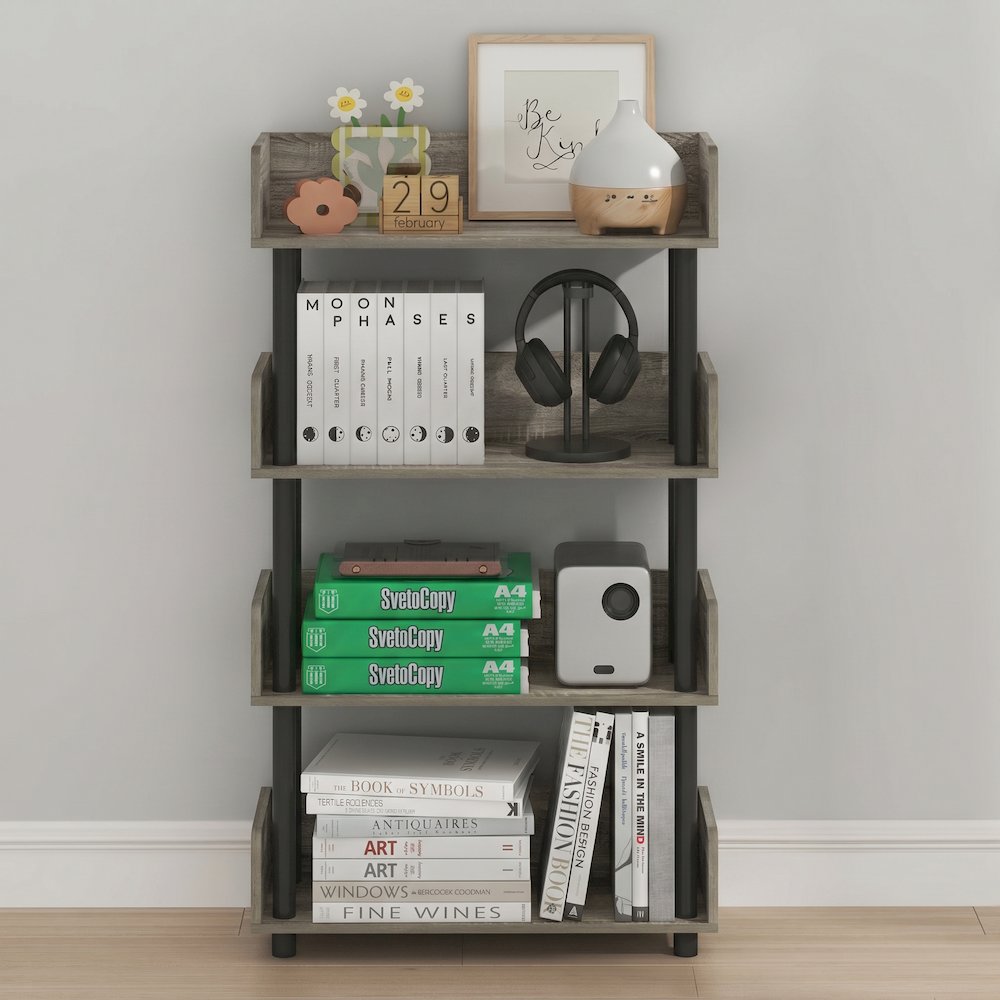 TURN-N-TUBE 4-Tier Bookshelf, Rounded Corners, 9.2x23.6x41.1, French Oak. Picture 5