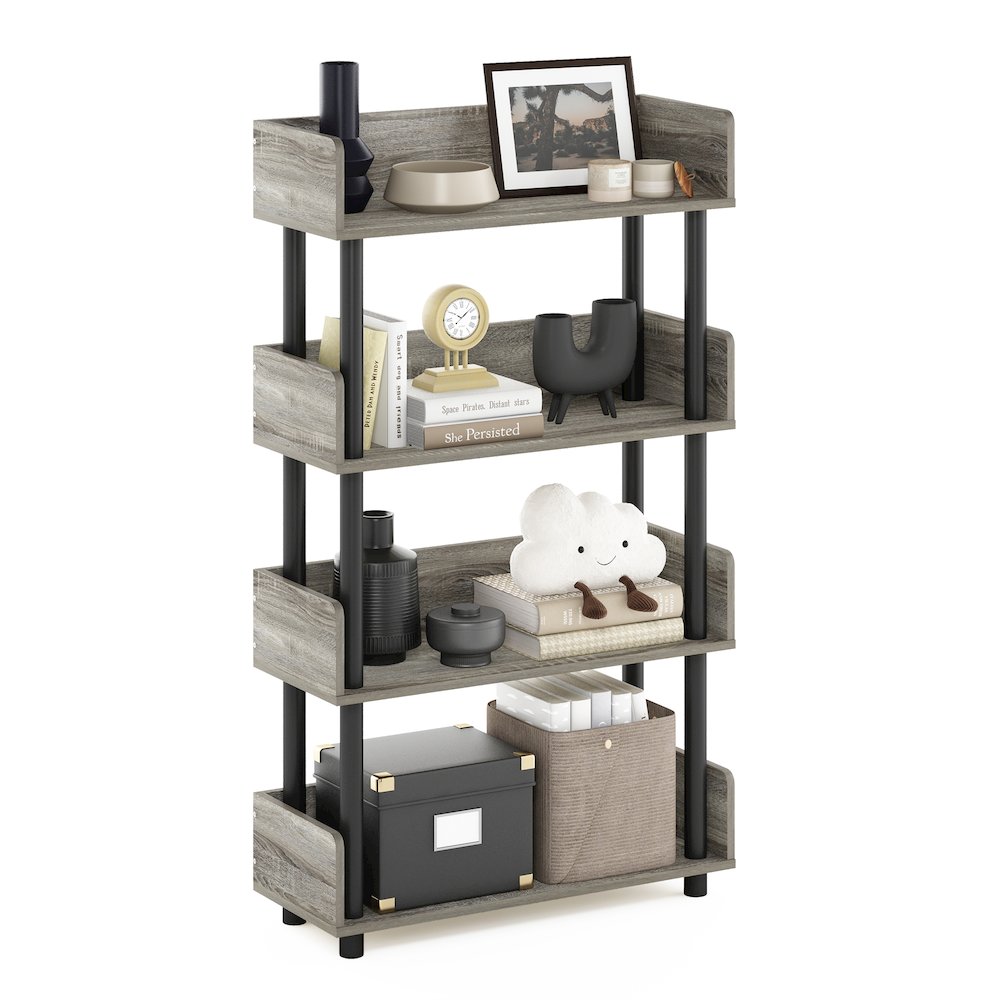 TURN-N-TUBE 4-Tier Bookshelf, Rounded Corners, 9.2x23.6x41.1, French Oak. Picture 6