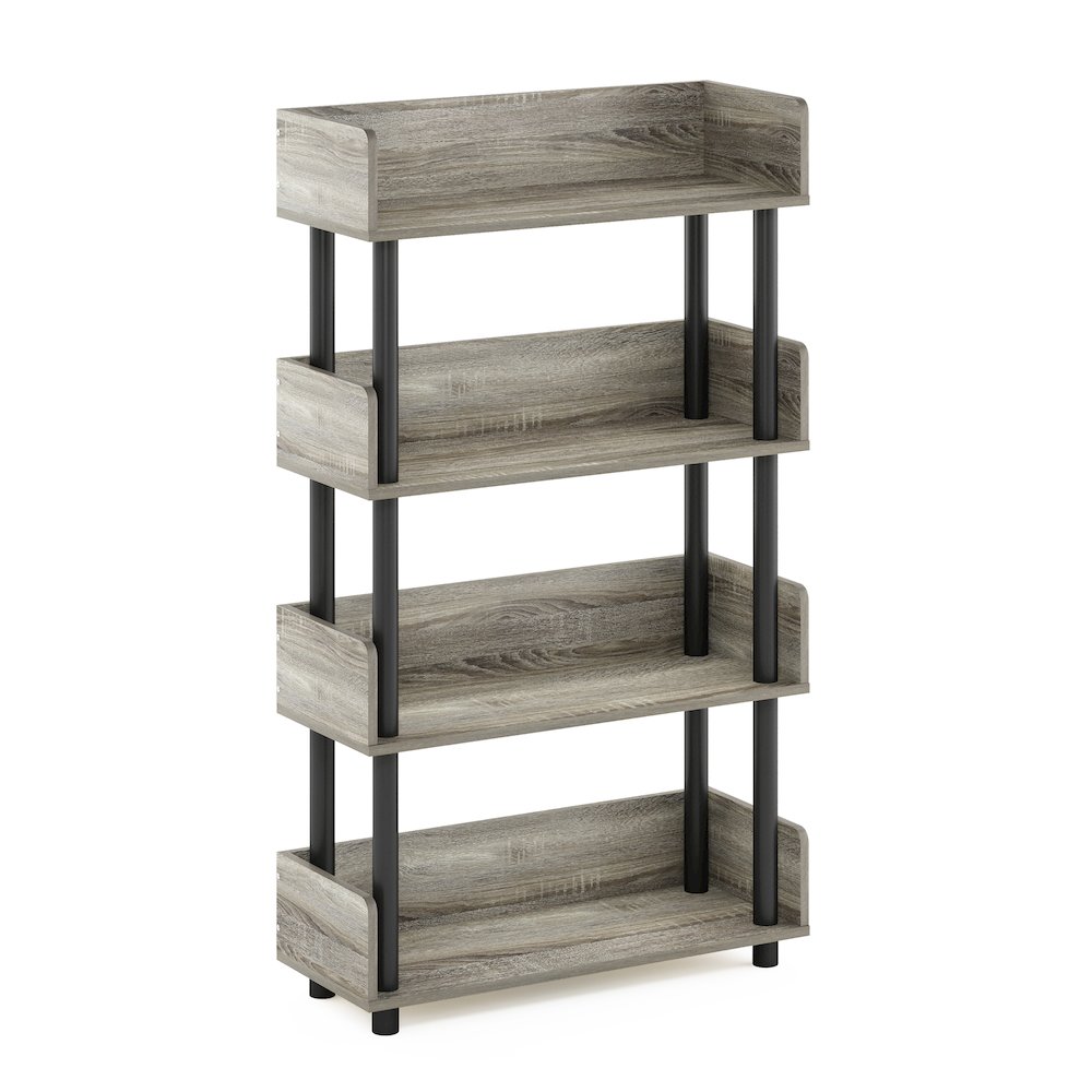 TURN-N-TUBE 4-Tier Bookshelf, Rounded Corners, 9.2x23.6x41.1, French Oak. Picture 1