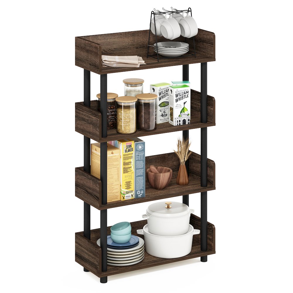 TURN-N-TUBE 4-Tier Bookshelf, Rounded Corners, 9.2x23.6x41.1, Walnut. Picture 6