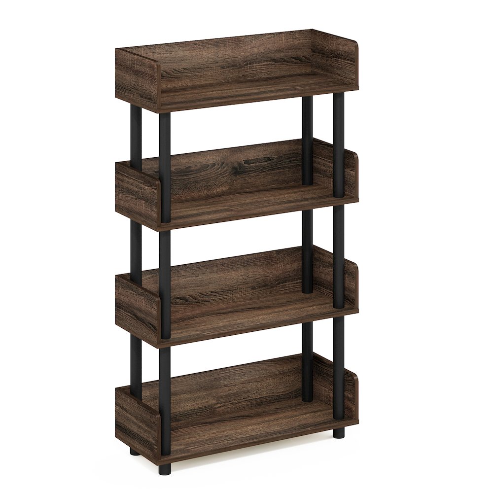 TURN-N-TUBE 4-Tier Bookshelf, Rounded Corners, 9.2x23.6x41.1, Walnut. Picture 1
