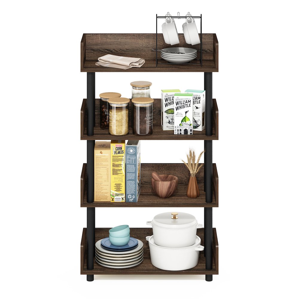 TURN-N-TUBE 4-Tier Bookshelf, Rounded Corners, 9.2x23.6x41.1, Walnut. Picture 7