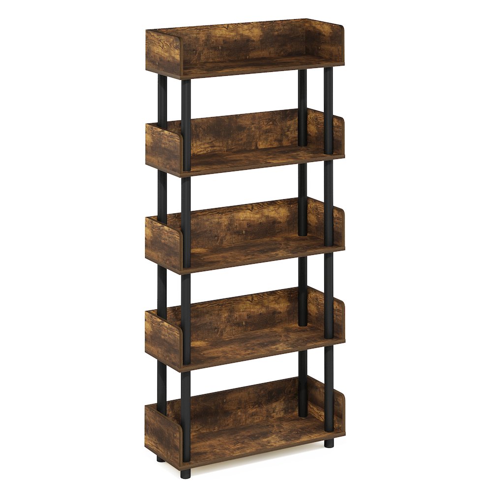TURN-N-TUBE 5-Tier Bookshelf, Rounded Corners, 9.2x23.6x52.6, Walnut. Picture 1