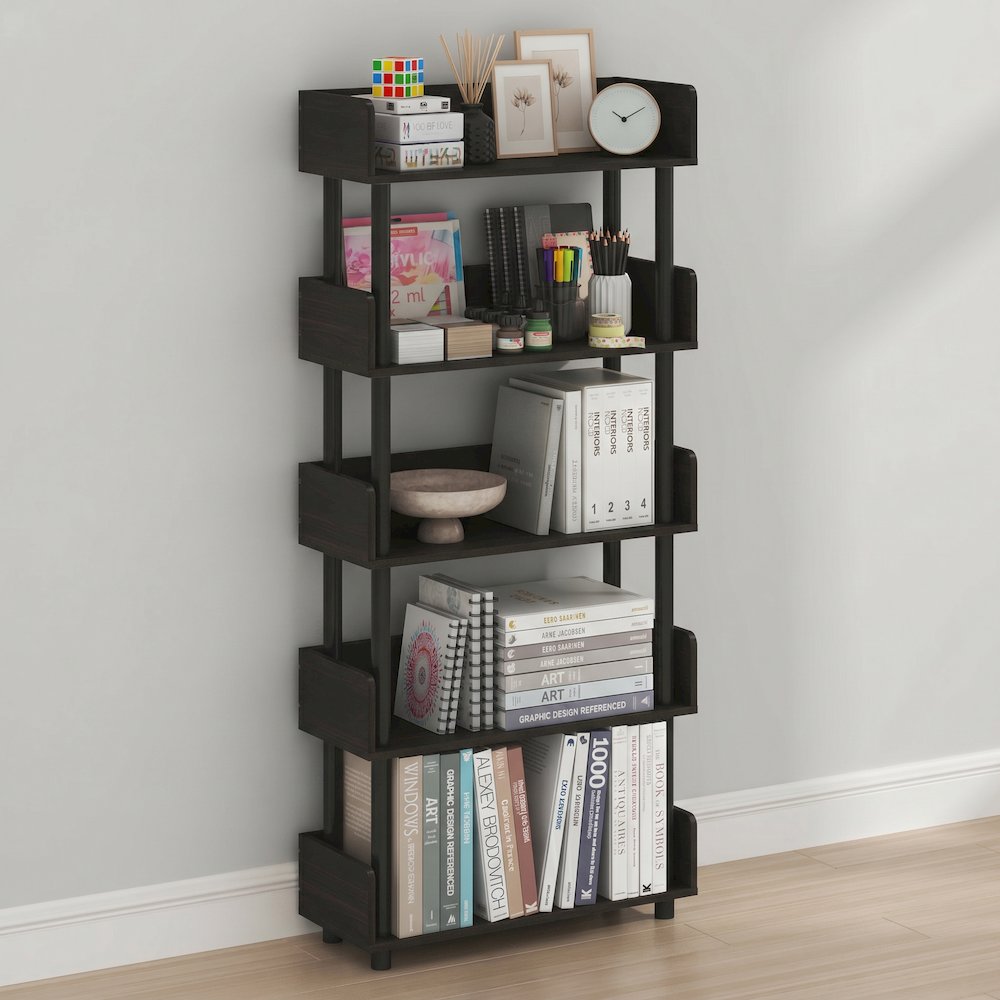 TURN-N-TUBE 5-Tier Bookshelf, Rounded Corners, 9.2x23.6x52.6, Espresso. Picture 3