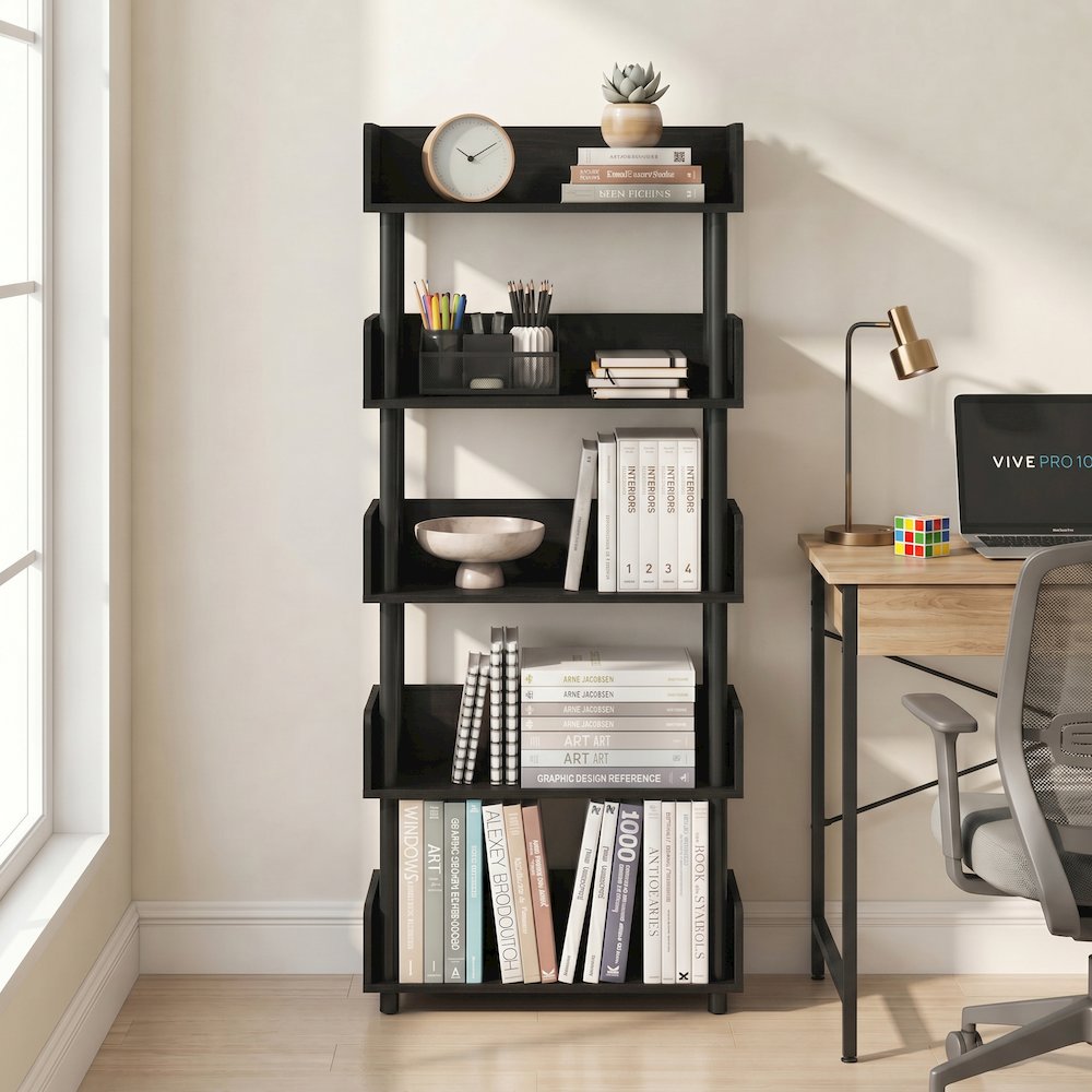 TURN-N-TUBE 5-Tier Bookshelf, Rounded Corners, 9.2x23.6x52.6, Espresso. Picture 4
