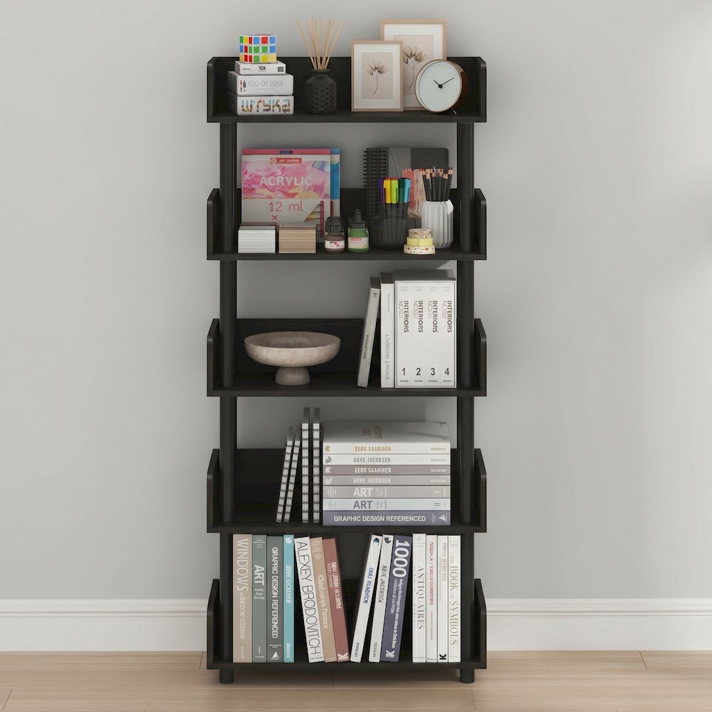 TURN-N-TUBE 5-Tier Bookshelf, Rounded Corners, 9.2x23.6x52.6, Espresso. Picture 5