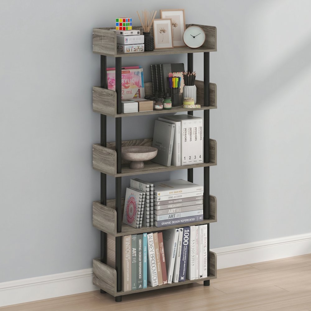 TURN-N-TUBE 5-Tier Bookshelf, Rounded Corners, 9.2x23.6x52.6, French Oak. Picture 3