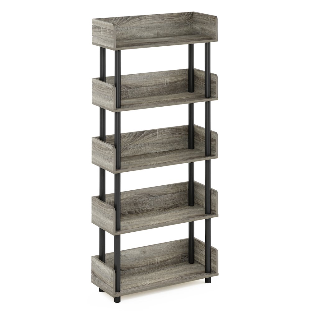 TURN-N-TUBE 5-Tier Bookshelf, Rounded Corners, 9.2x23.6x52.6, French Oak. Picture 1