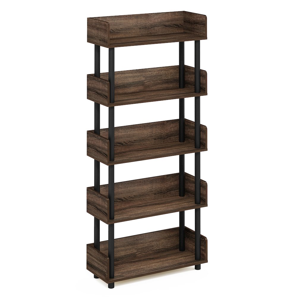 TURN-N-TUBE 5-Tier Bookshelf, Rounded Corners, 9.2x23.6x52.6, Walnut. Picture 1
