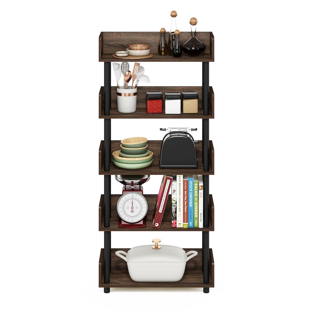 TURN-N-TUBE 5-Tier Bookshelf, Rounded Corners, 9.2x23.6x52.6, Walnut. Picture 7