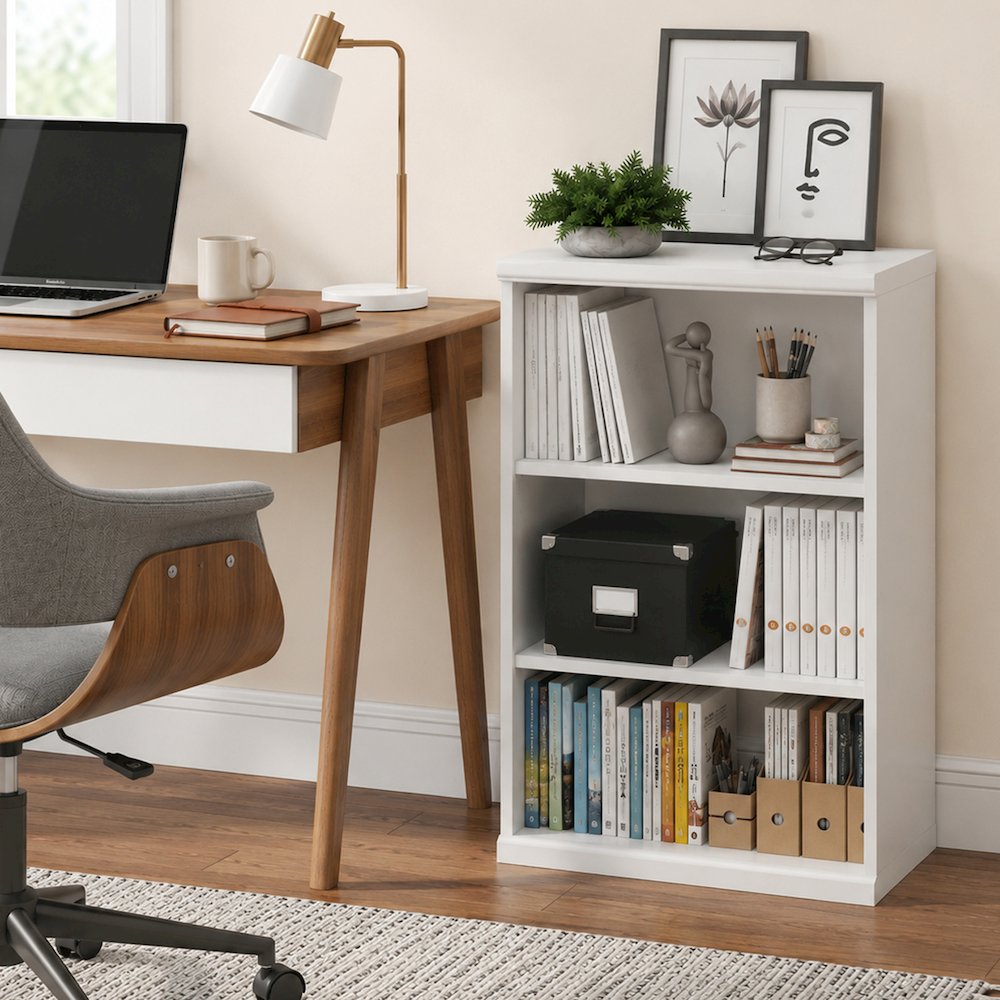 FANO 3-Tier Bookshelf, Stackable, 15.9x23.6x36.2, White. Picture 3