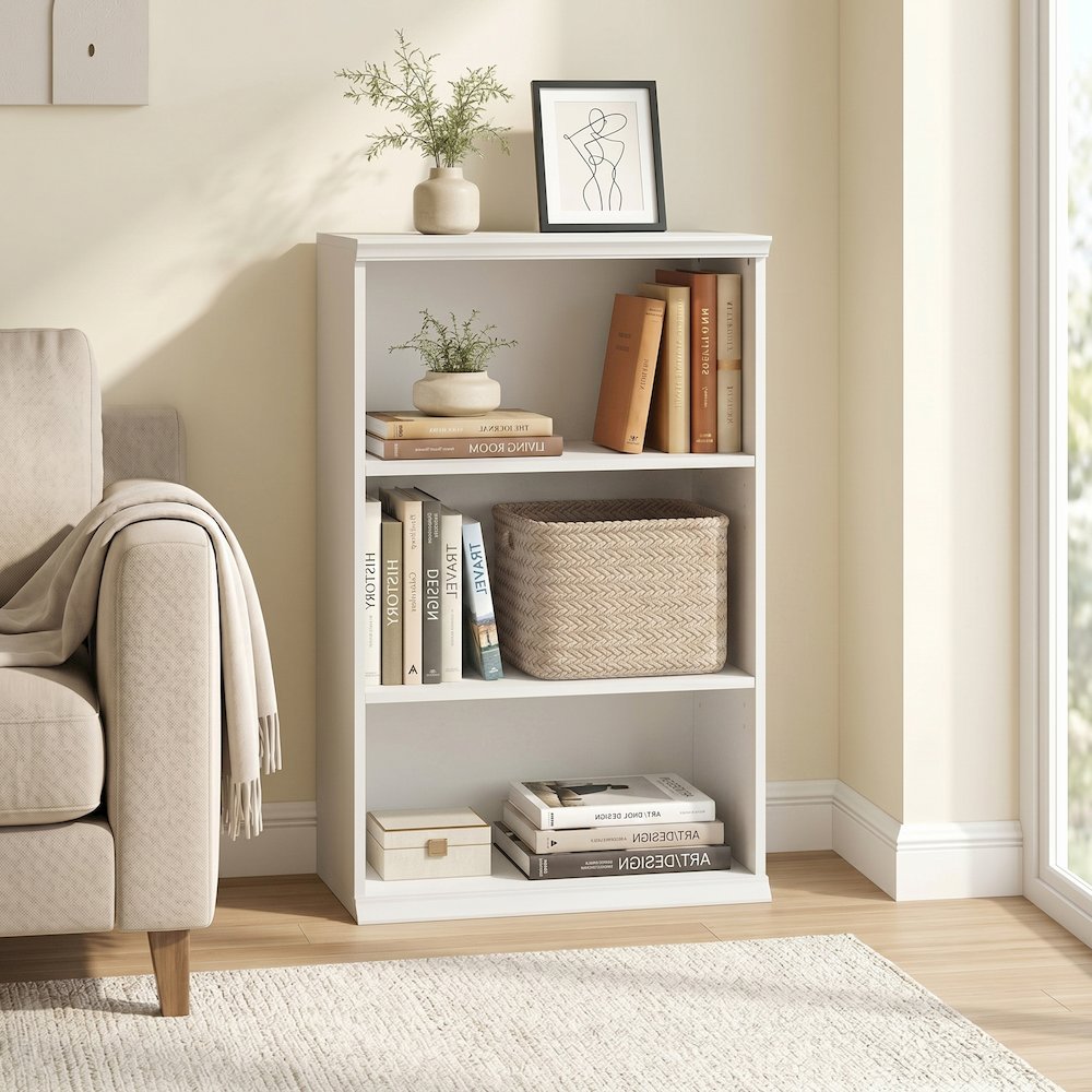FANO 3-Tier Bookshelf, Stackable, 15.9x23.6x36.2, White. Picture 4
