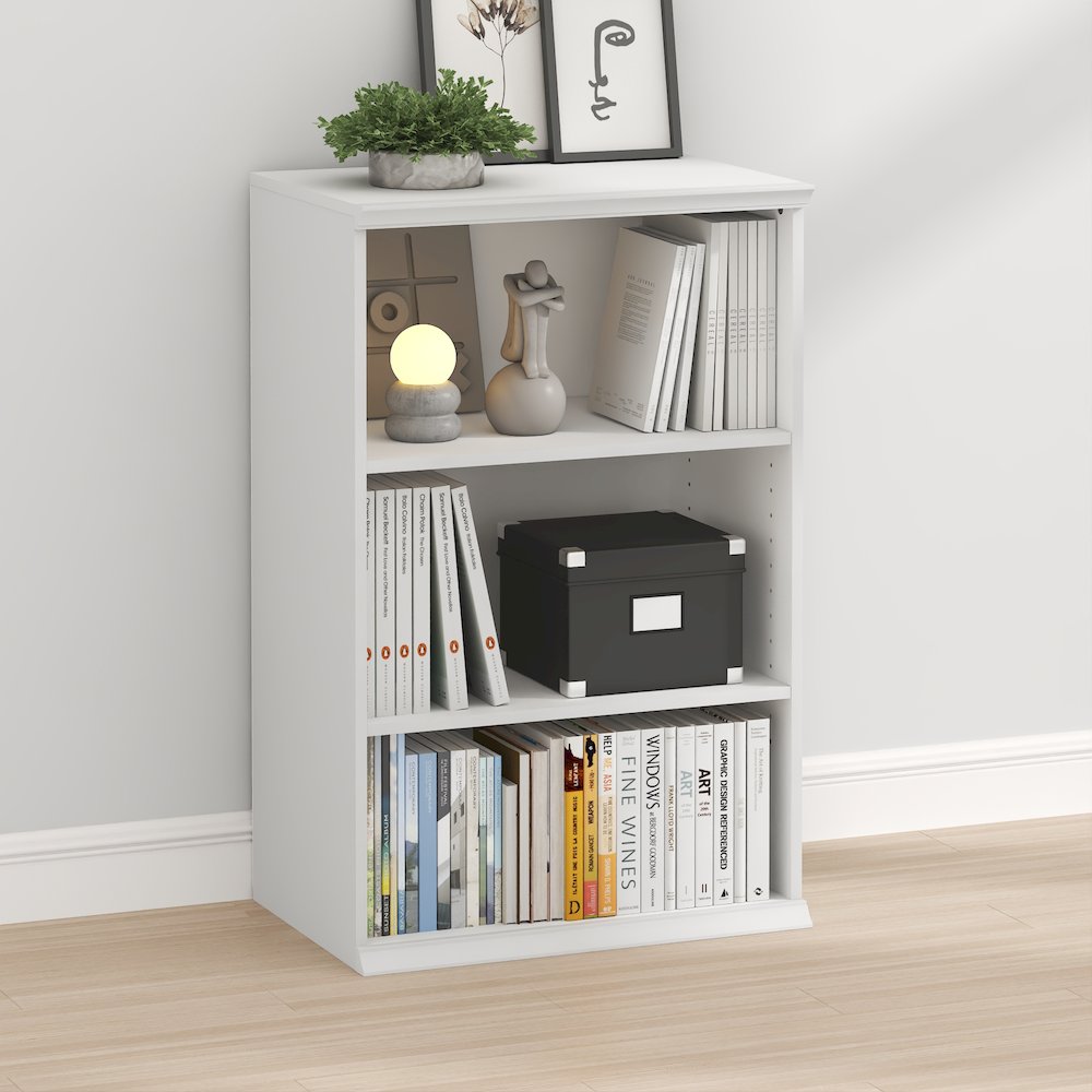 FANO 3-Tier Bookshelf, Stackable, 15.9x23.6x36.2, White. Picture 2
