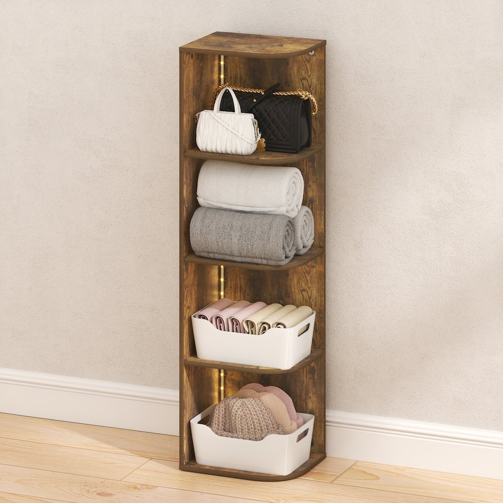 PASIR 4-Tier LED Corner Closet Organizer, 9.3x12x41.4, Amber Pine. Picture 4