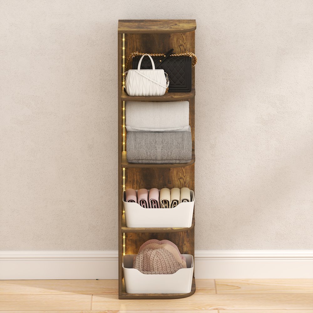 PASIR 4-Tier LED Corner Closet Organizer, 9.3x12x41.4, Amber Pine. Picture 6