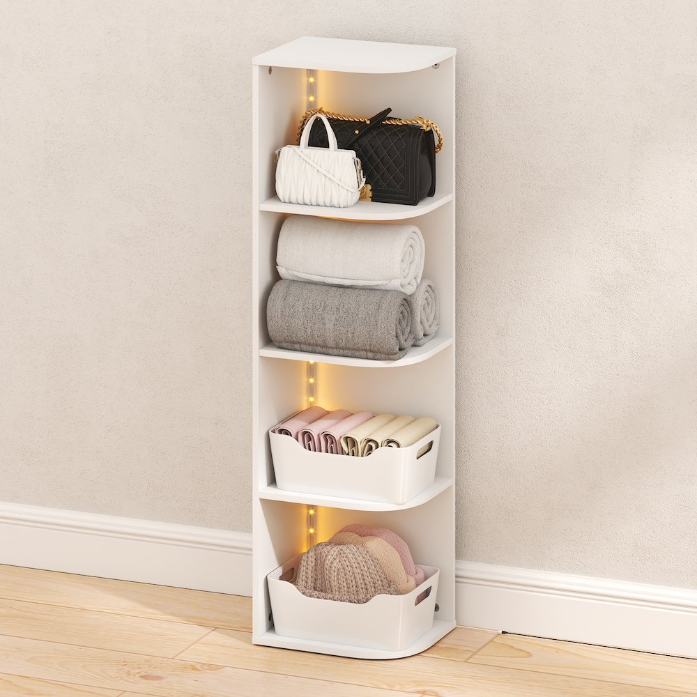 PASIR 4-Tier LED Corner Closet Organizer, 9.3x12x41.4, White. Picture 4