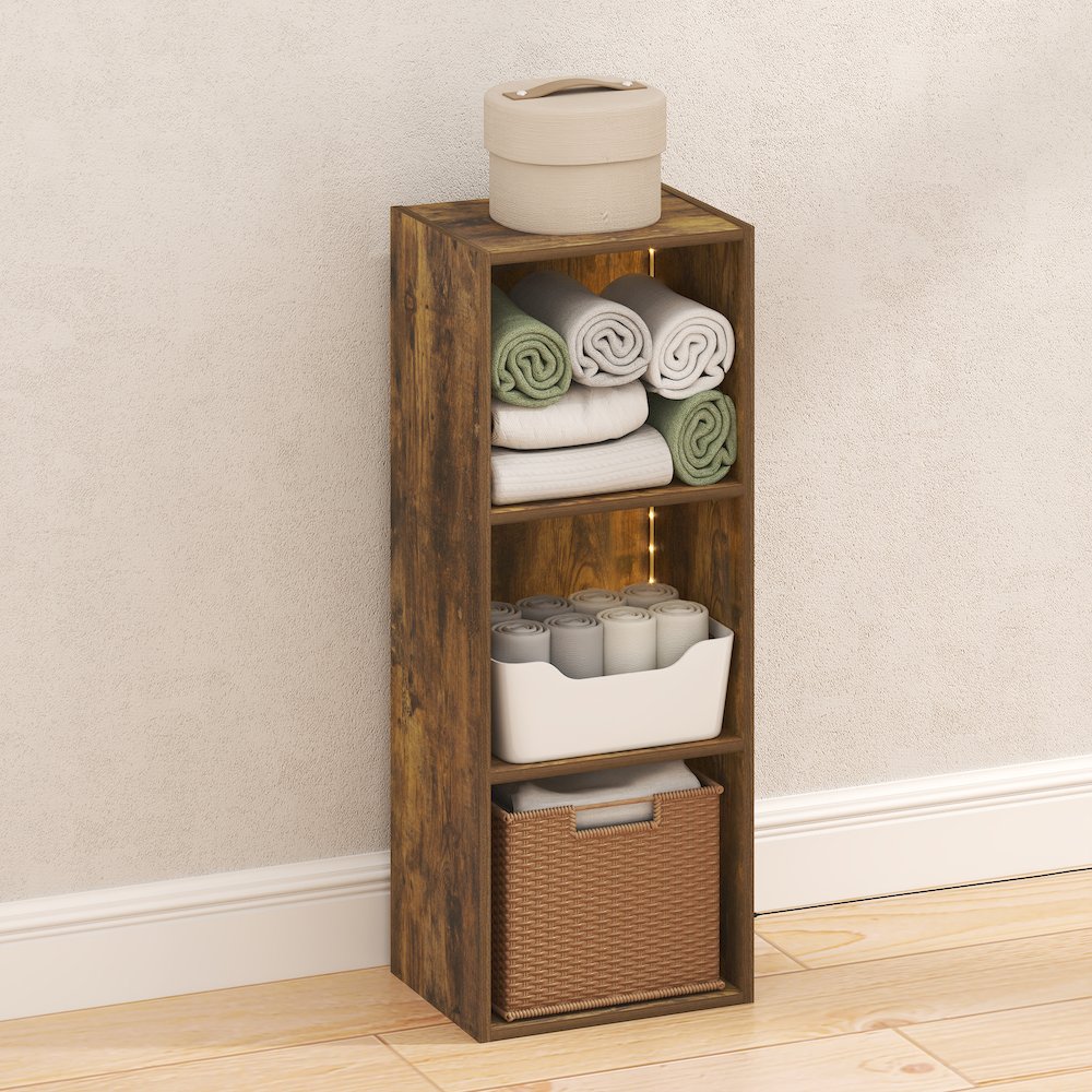 LUDER 3-Cube LED Closet Organizer, 9.3x12x31.5, Amber Pine. Picture 4