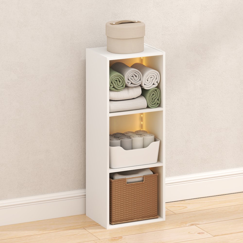 LUDER 3-Cube LED Closet Organizer, 9.3x12x31.5, White. Picture 4