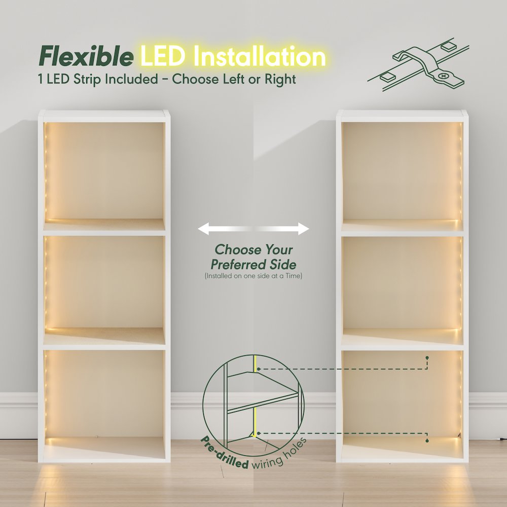 LUDER 3-Cube LED Closet Organizer, 9.3x12x31.5, White. Picture 2