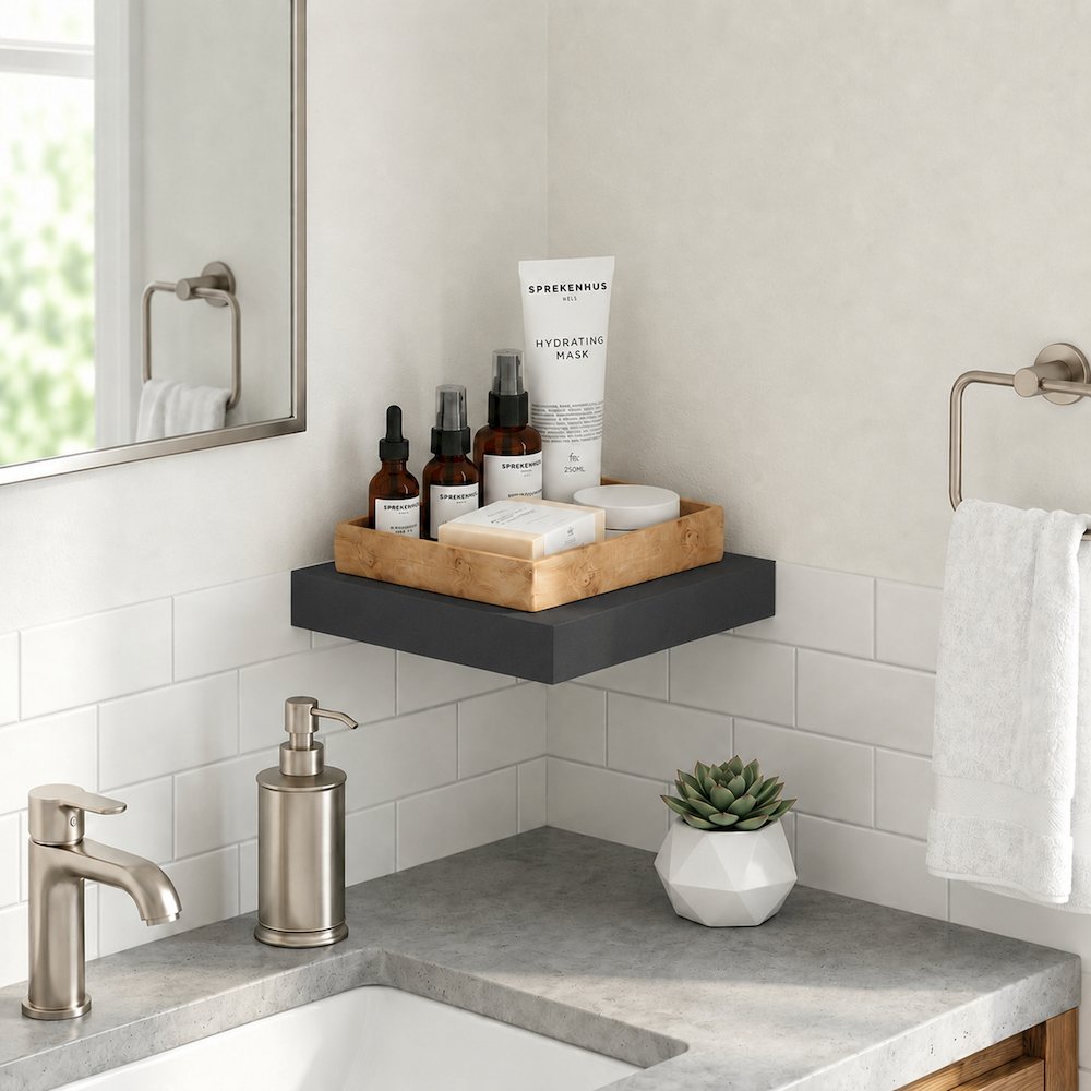 TANNA 9x9 Floating Wall Shelf, Invisible Brackets, Americano. Picture 2