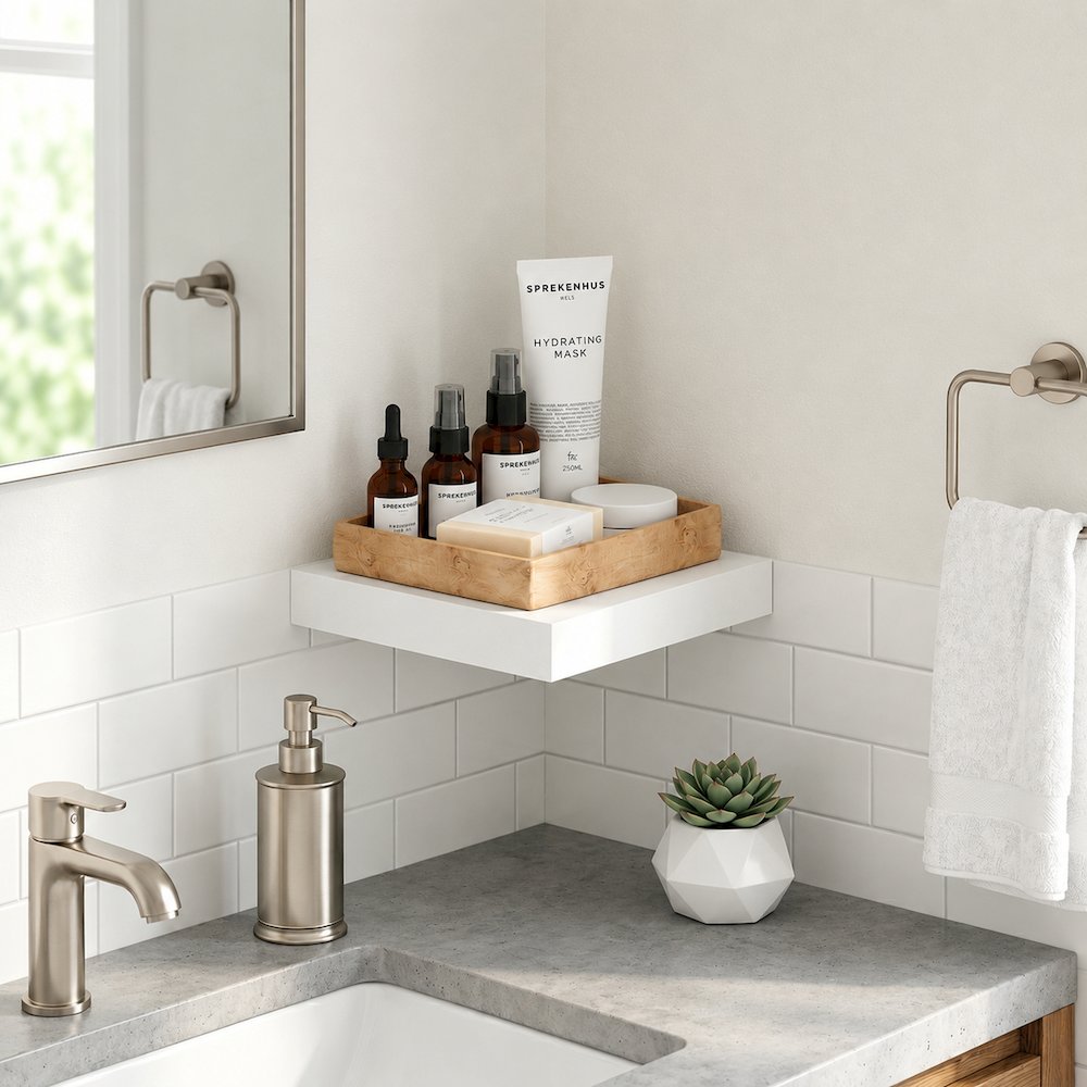 TANNA 9x9 Floating Wall Shelf, Invisible Brackets, White. Picture 2