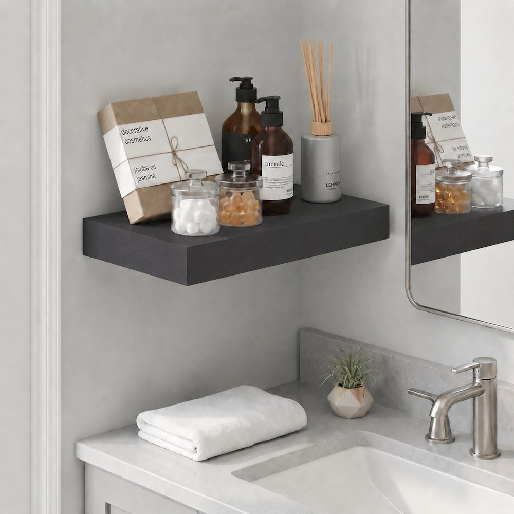 TANNA 9x16 Floating Wall Shelf, Invisible Brackets, Americano. Picture 2