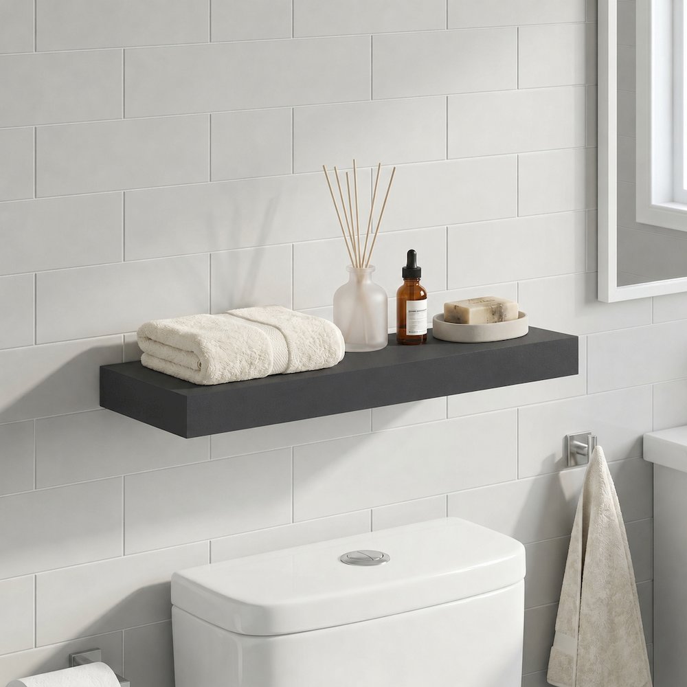 TANNA 9x24 Floating Wall Shelf, Invisible Brackets, Americano. Picture 2