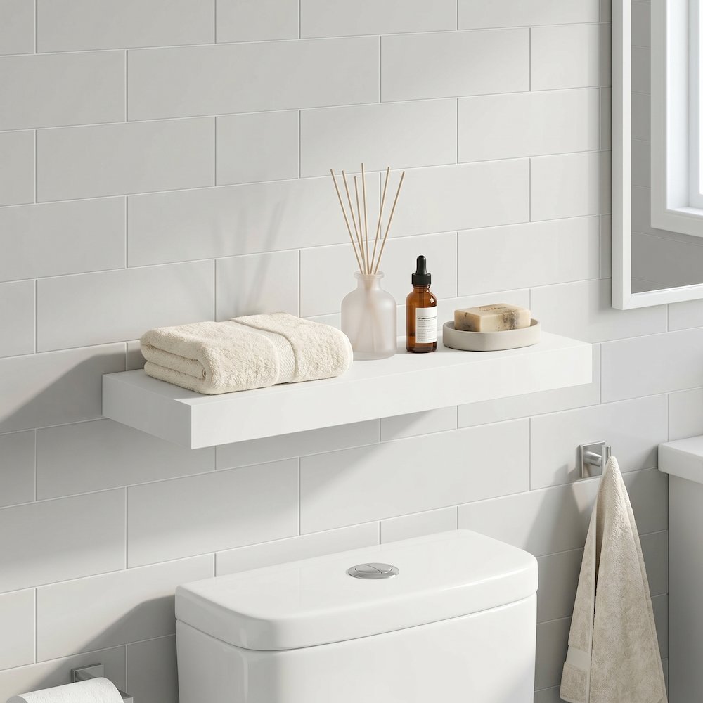 TANNA 9x24 Floating Wall Shelf, Invisible Brackets, White. Picture 2