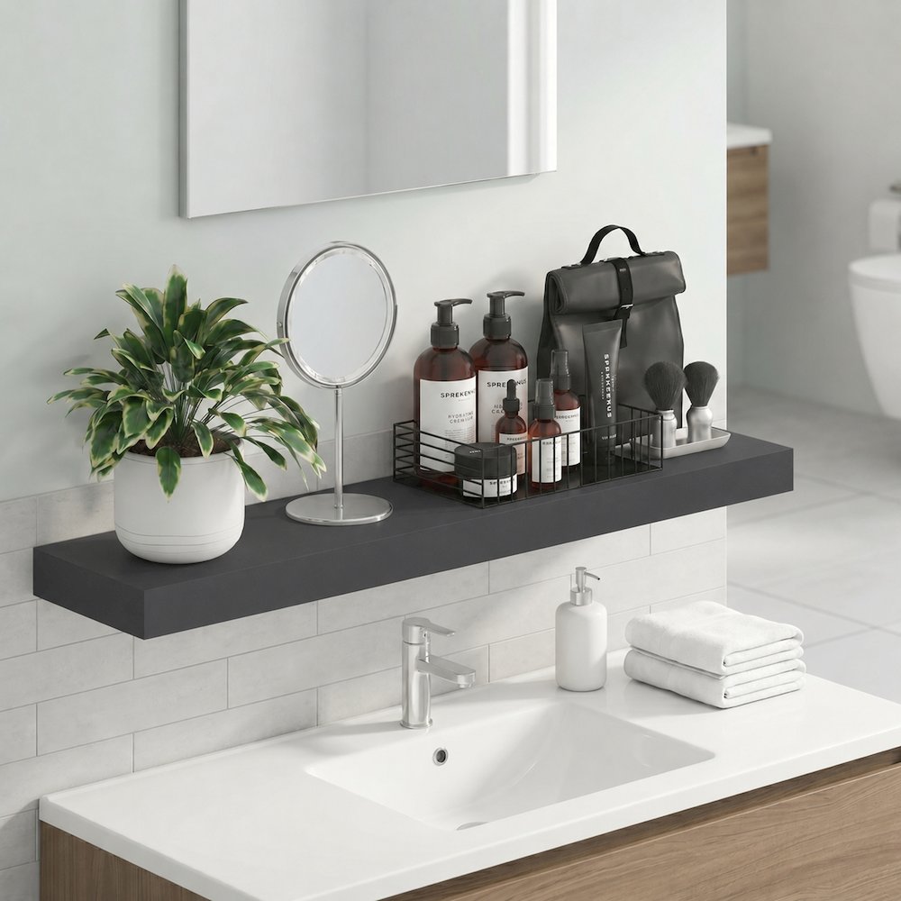 TANNA 9x35 Floating Wall Shelf, Invisible Brackets, Americano. Picture 2