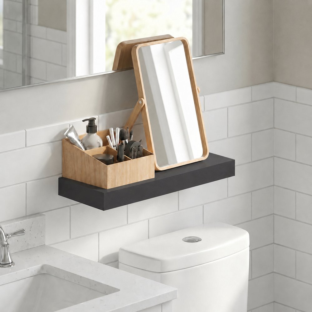 TANNA 9x35 Floating Wall Shelf, Invisible Brackets, Tobacco Oak. Picture 2