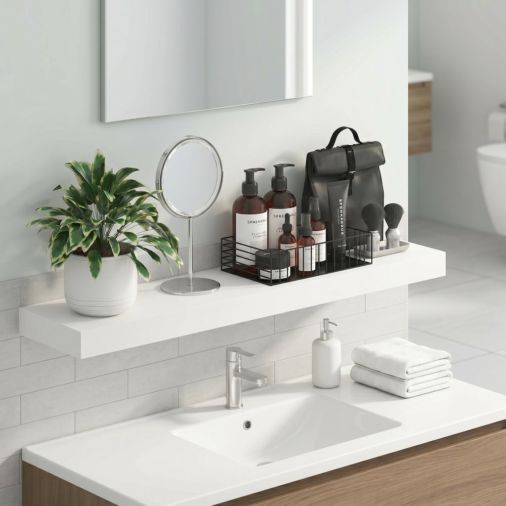 TANNA 9x35 Floating Wall Shelf, Invisible Brackets, White. Picture 2