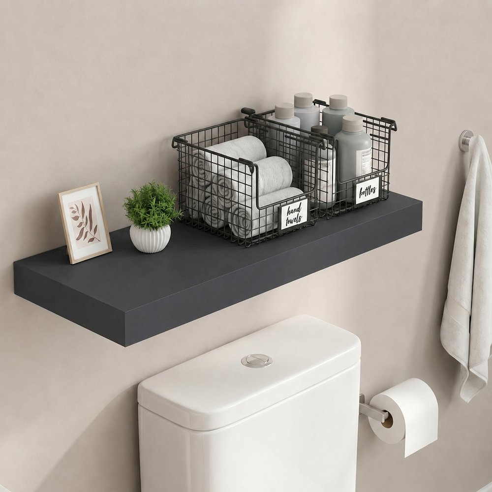 TANNA 12x35 Floating Wall Shelf, Invisible Brackets, Americano. Picture 2