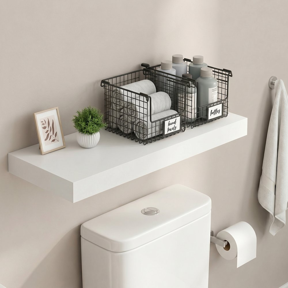 TANNA 12x35 Floating Wall Shelf, Invisible Brackets, White. Picture 2