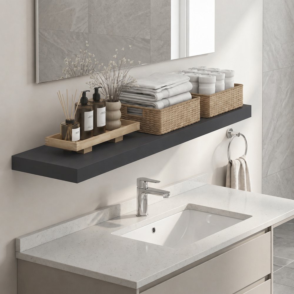 TANNA 12x47 Floating Wall Shelf, Invisible Brackets, Americano. Picture 2
