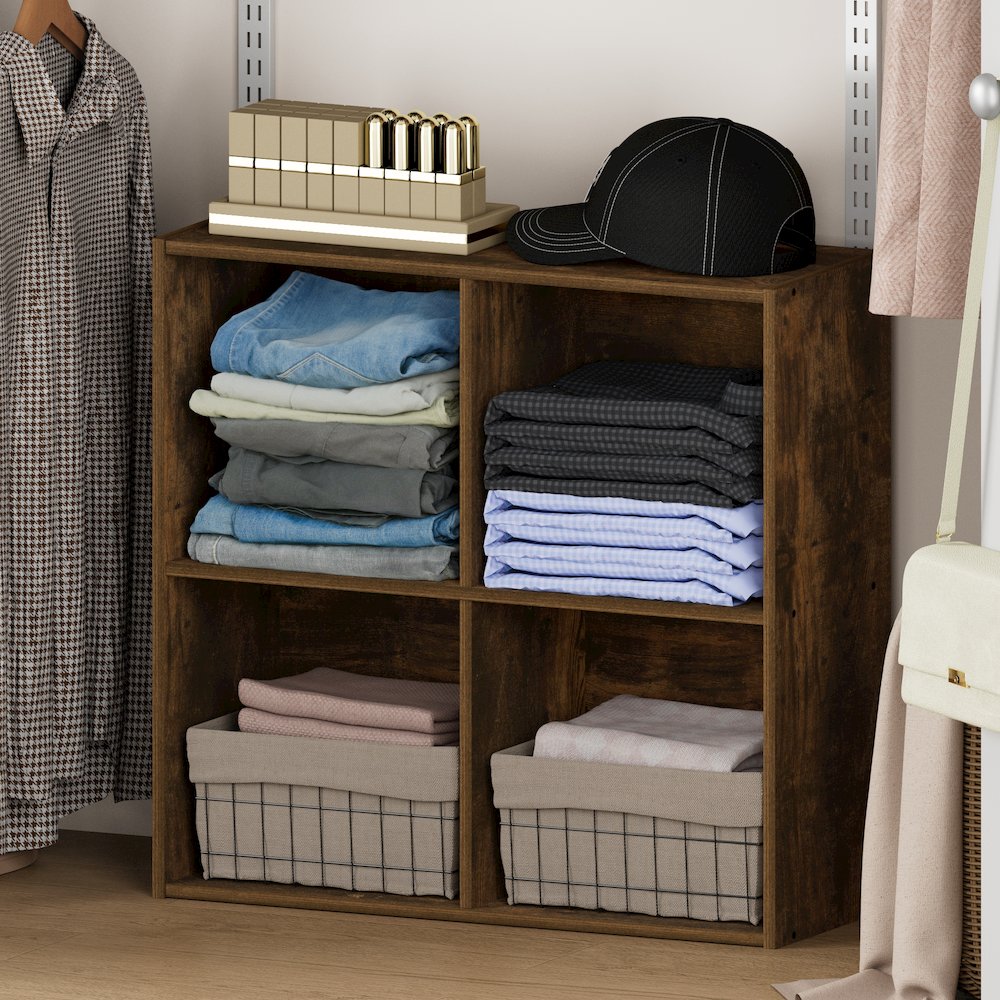REED 4-Cube Closet Organizer, Open Shelves, Amber Pine. Picture 2