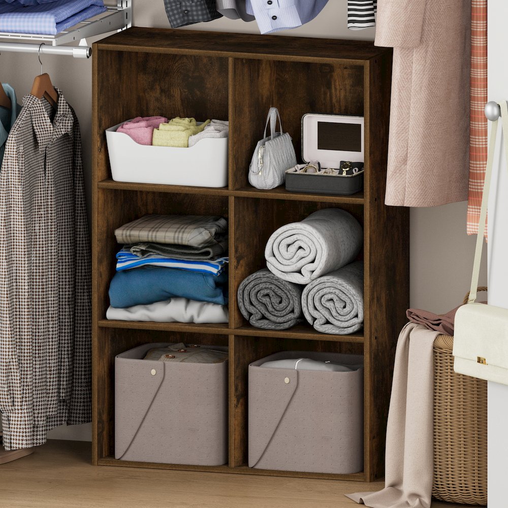 REED 6-Cube Closet Organizer, Open Shelves, Amber Pine. Picture 2
